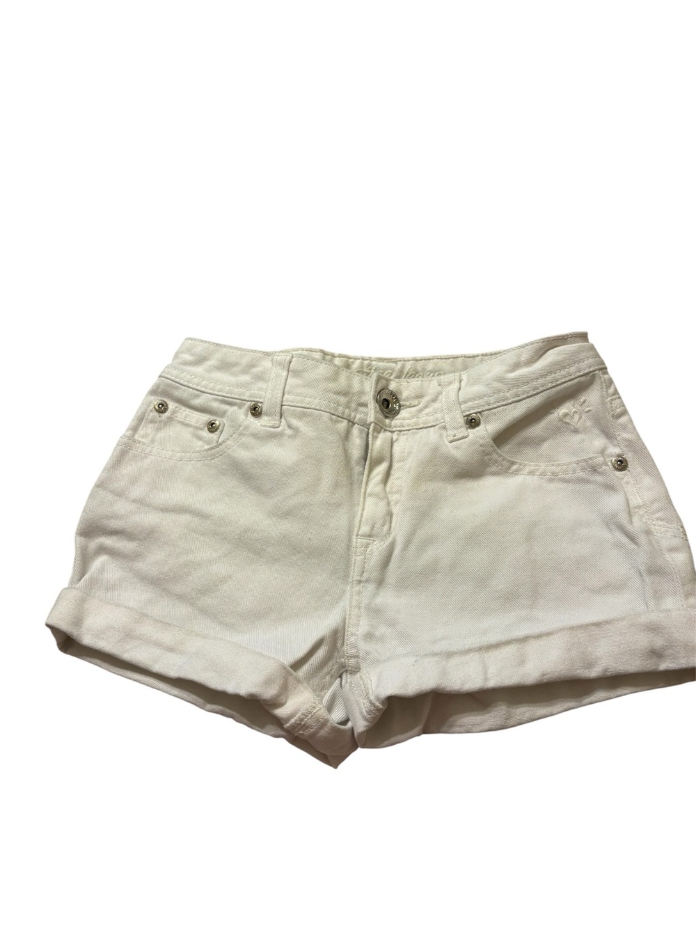 Justice White Rolled-Hem Denim Shorts
